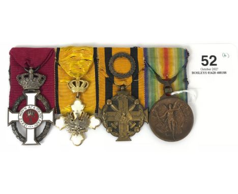 Greece. Medal group of four.  Order of George 1 in enamels ... Royal Order of the Phoenix in enamel (silk ribbon frayed) ... 