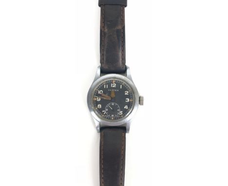 Vertex "Dirty Dozen" Military Pattern Wristwatch. This example with black dial signed Vertex and with luminescent numerals an