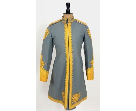 Indian Golconda Lancers Hyderabad State Forces Kurta.  A rare example tailored in pale blue cloth with yellow facings to the 