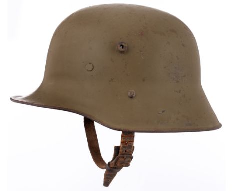 WW1 Imperial German M1918 Pattern Steel Helmet. A very good and rare example of the late WW1 pattern. Retaining original gree