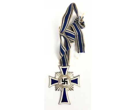 German Third Reich. 2nd class Cross of Honour of the German Mother.  A good silvered example awarded for bearing 6 or 7 child