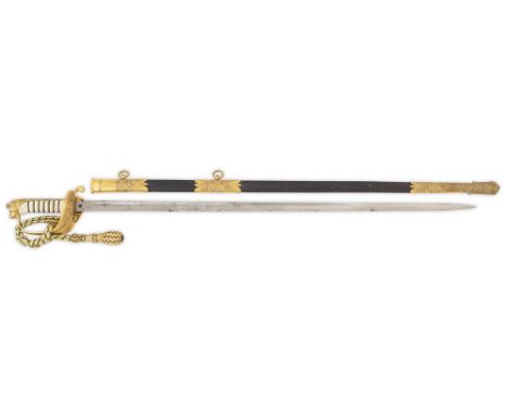 Royal Navy GVR / GVIR Period Flag Officerâ€™s Sword.  A rare example with special pattern scabbard indicating worn by a Flag 