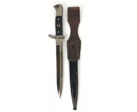 German Third Reich student's parade bayonet by Horster, Solingen.  Good plated single edged 20 cm blade with central fuller, 