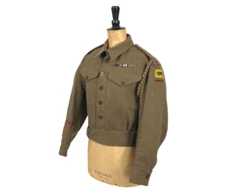 WW2 RAMC 11th Armoured Division Battledress Blouse and Cap. Uniform  A rare as worn example of the 1940 pattern Battledress B