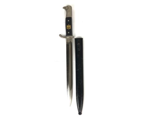 German Third Reich Wehrmacht parade bayonet by WKC.  Good plated single edged 25 cm blade with central fuller, the forte bear