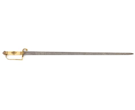 Napoleonic War Period Oxford University Volunteers Sword.  A scarce example, the straight single edged blade with engraved de