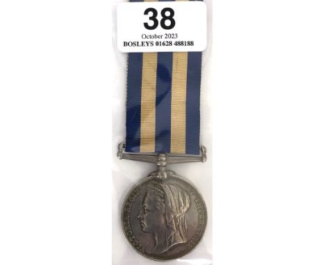 Royal Navy HMS Minotaur  Egypt 1882 Medal.  Awarded to W BOULT 2ND CAP M. TOP HMS MINOTAUR. Small edge knocks and contact mar