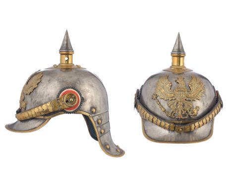 WW1 Imperial Prussian Cuirassier's issue helmet. A scarce Great War example. Steel skull mounted with original brass Prussian