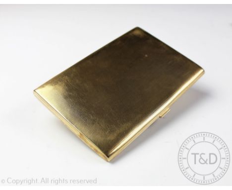 Military Interest, Dunkirk: A 9ct gold cigarette case, Adie Brothers, Birmingham 1939, with engine turned decoration througho