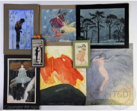 Kathleen M. Pearson (1898-1961), A collection of seven watercolour and / or gouache on paper illustrations, Fairies, mythical
