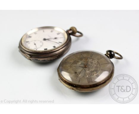 A silver cased, open face pocket watch 'Thos Russell & Son, Liverpool', white enamel dial with black Roman numerals and subsi