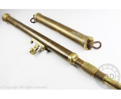 A brass tripod telescope, unmarked 111cm, with a Salter & Co scales (2)