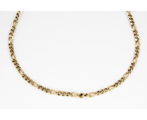 A 9CT GOLD FIGARO LINK NECKCHAINOn a boltring clasp, detailed 9 K, length 71.5cm, weight 19.4 gms