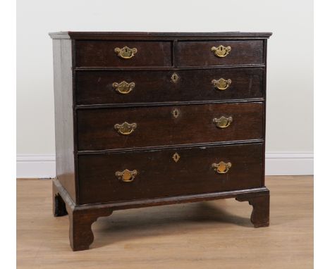 A MID 18TH CENTURY OAK FIVE DRAWER CHESTOn bracket feet, 94cm wide; 92cm high; 54cm deep