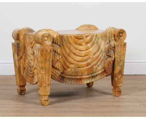 AFTER TATHAM, CHARLES HEATHCOTE;  A POLYCHROME FAUX MARBLE PAINTED RECTANGULAR STOOL70cm wide; 50cm deep; 50cm highProvenance