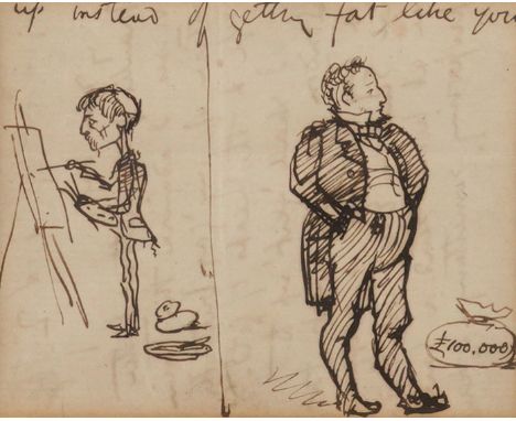 FREDERICK WALKER (BRITISH, 1840-1875)Self-caricature and caricature of his friend W. C. Phillips, 'Up instead of getting fat 