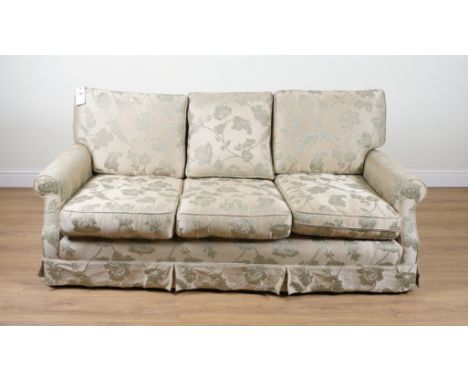 A MODERN FLORAL UPHOLSTERED THREE SEAT SOFA200cm wide; 77cm high
