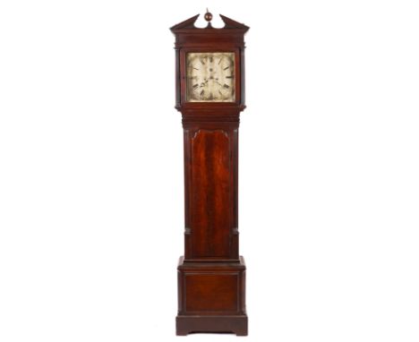 A GEORGE III STYLE MAHOGANY LONGCASE CLOCKLate 19th Century The dial inscribed Thomas Milne, London, the hood with an archite