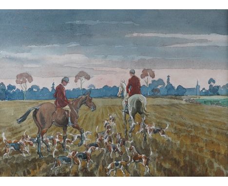 ATTRIBUTED TO GEOFFREY SPARROW (BRITISH, 1887-1969)Hunting scene watercolour 24.5 x 33cm