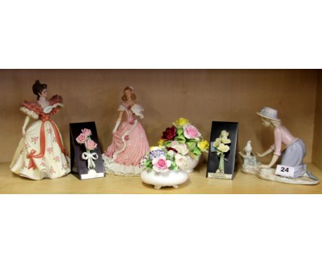 A Nao figure, two Lladro posies etc.