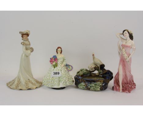 An early Royal Worcester figure of 'June', together with a Coalport figure of 'Ruby' and two other items.