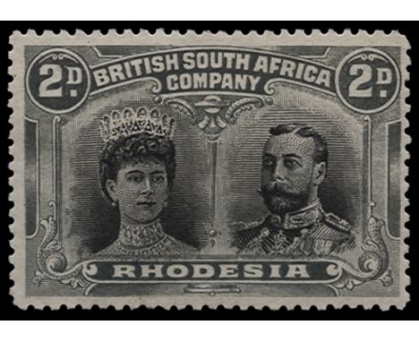 1910-13 Double Head, perf 14,  2d black and slate-black, RSC 'K' (SG 130var) large part o.g. 
