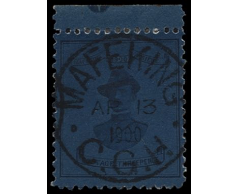 1900 'Baden Powell' 3d deep blue on blue large format (SG 22), top marginal cancelled with clear Mafeking cds dated 'AP 13 19