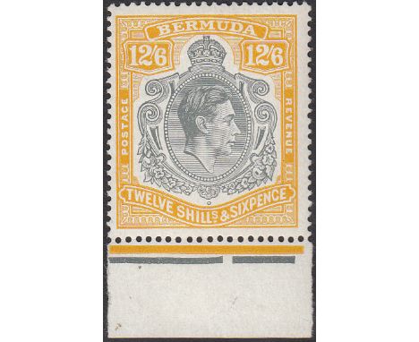 1938-53 12s 6d grey and yellow (SG 120d), lower marginal, fine u/m, BPA Cert (1968) as SG 120b, cat £700 