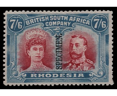 1910-13 Double Head, perf 14, 7s 6d carmine and light blue overprinted "SPECIMEN" (SG 161s) light gum bend, part o.g. 