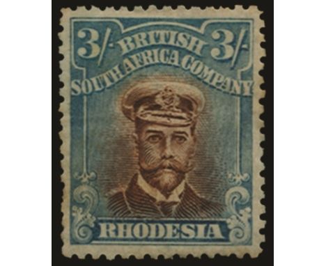1919 Admirals, Head Die III, perf 14, 3s chocolate and light blue shade (SG 274b var) several short perfs, part o.g. 
