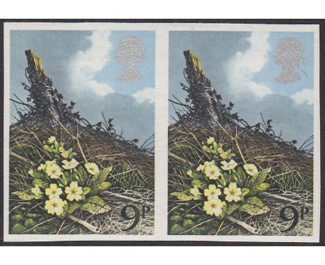 1979 Wild flowers 9p imperforate horizontal pair (SG 1079a) fine u/m, Pierron records only 20 mint pairs 