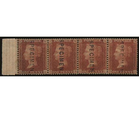 1854-57 Watermark Large Crown perf 14 1d red-brown overprinted 'SPECIMEN' type 2 vertically (SG Spec C8(1)t), part o.g. horiz