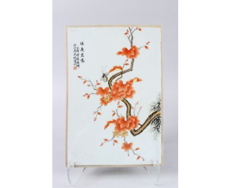 A CHINESE 1939 PORCELAIN PAINTING PANEL. 14ins x 9.5ins.