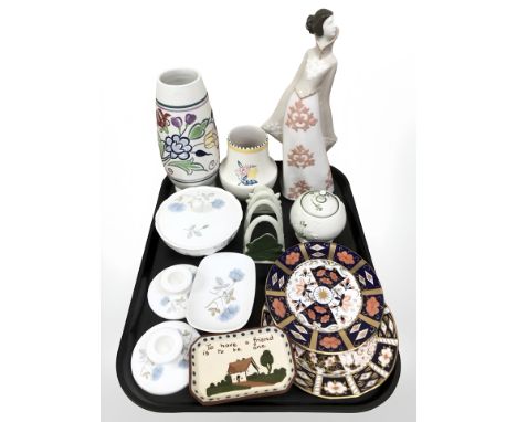 Two Poole pottery vases, group of Wedgwood porcelain, Carlton Ware toast rack etc 