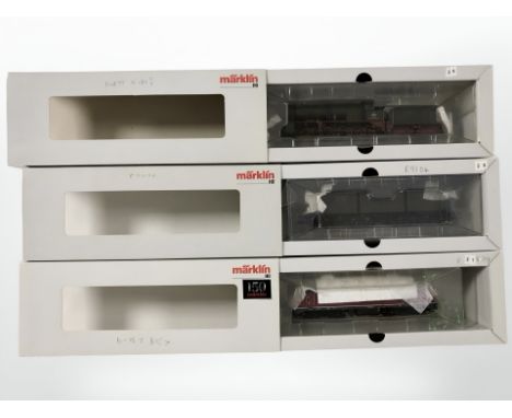 Three Marklin HO gauge diecast scale locomotives, comprising of steam locomotive 31021-02, electric locomotive 37196 and dies