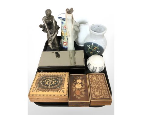 A Frith figurine of a ballet dancer, Leonardo collection figure of a lady, three Italian trinket boxes, a jewellery box and s
