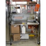 30" X 48" STAINLESS STEEL PREP TABLE, ROLLING WITH METRO HUTCH TOP