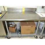 30" X 48" STAINLESS STEEL PREP TABLE, ROLLING WITH BACK LIP