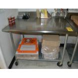 36" X 48" STAINLESS STEEL PREP TABLE, ROLLING WITH BACK LIP