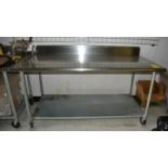 36" X 72" STAINLESS STEEL PREP TABLE, ROLLING WITH BACKLIP