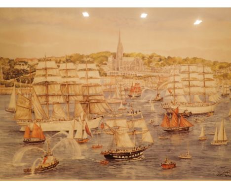 Large limited edition print Parade of Sail Cutty Sark tall ships race 1991 signed in pencil Phillip Gray 308/950 with certifi