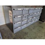 24-DRAWER BENCHTOP PARTS CABINET, W/ CONTENTS: CENTER DRILLS, COUNTERSINKS, TAPS, REAMERS, ETC.