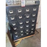 24-DRAWER PARTS CABINET, W/ CONTENTS: MISC. FASTENERS, CONDUIT COUPLINGS, ETC.