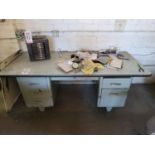 DESK, 76" X 36" TOP, W/ DRAWER CONTENTS