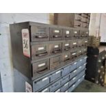 18-DRAWER BENCHTOP PARTS CABINET, W/ CONTENTS: TAPS, CHUCKS, KEYWAY CUTTERS, DIES, ETC.