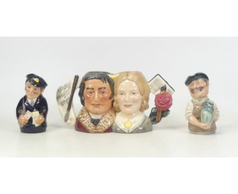 Royal Doulton, Small Double Sided Character Jug Jane Eyre &amp; Mr Rochester D7115 and two Doultonville Toby Jugs (3)