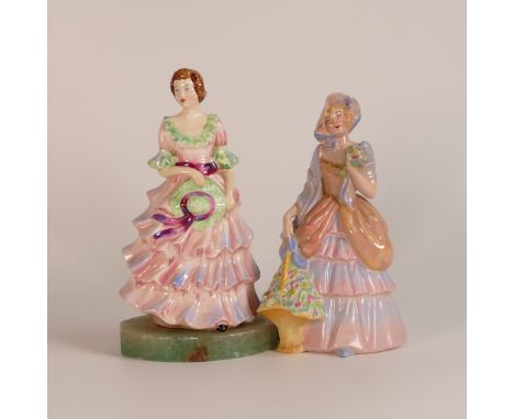 Two early lady figures, Adderley China  'Peggy' on onyx base together with rare Crown Devon Fieldings Art Deco lady figure mo