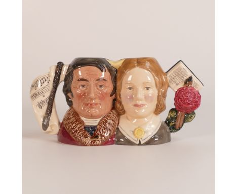 Royal Doulton double character jug Jane Ayre &amp; Mr Rochester D7115, limited edition No.125 of 1500, with box and certifica