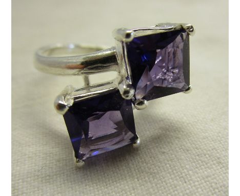 Silver set amethyst ring