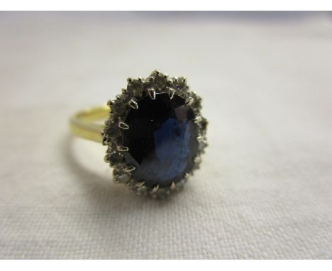 18ct gold sapphire &amp; diamond cluster ring